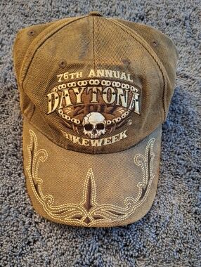76th Annual Daytona Bike Week Embroidered Skull Cap - Brown